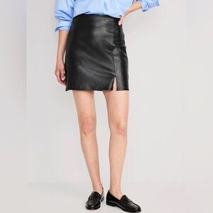 Classic Black Leather Skirt